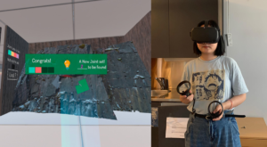A girl wearing VR headset.