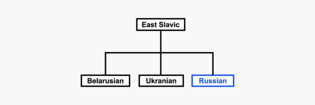 An example of hierarchy diagram showcasing color as the contrast factor between different sections.