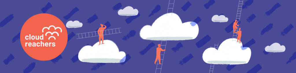 Cloud Reachers podcast banner showing clouds, ladder and a person